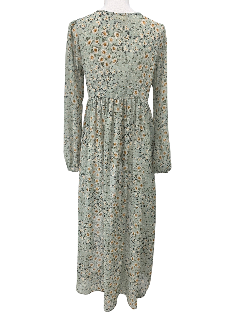 Altar’d State Floral Sage Green Chiffon Ruffle Front Duster Top Size M - Picture 3 of 7